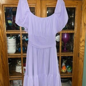 Chic Lavender Mini Dress with Ruffle Sleeves